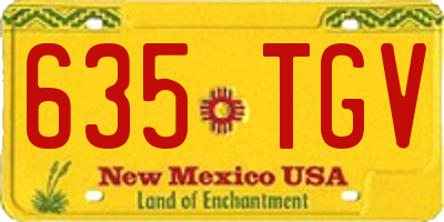 NM license plate 635TGV