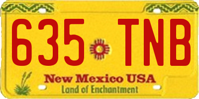 NM license plate 635TNB