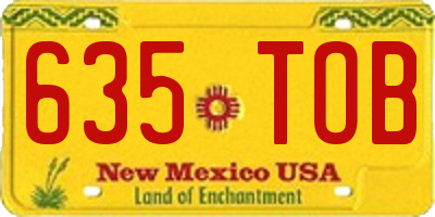 NM license plate 635TOB