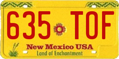 NM license plate 635TOF