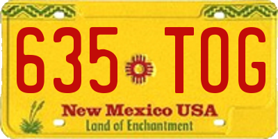 NM license plate 635TOG