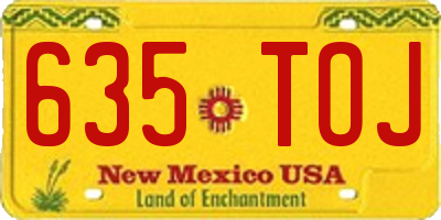 NM license plate 635TOJ