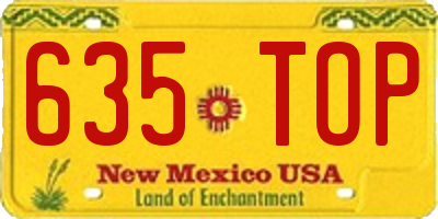 NM license plate 635TOP