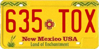 NM license plate 635TOX