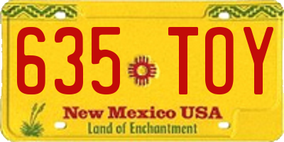 NM license plate 635TOY