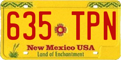 NM license plate 635TPN