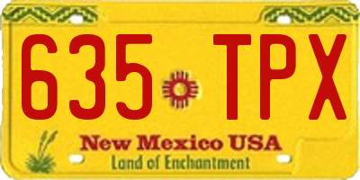 NM license plate 635TPX