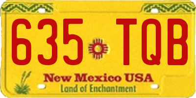 NM license plate 635TQB