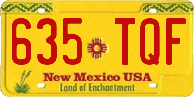 NM license plate 635TQF