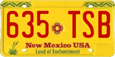 NM license plate 635TSB