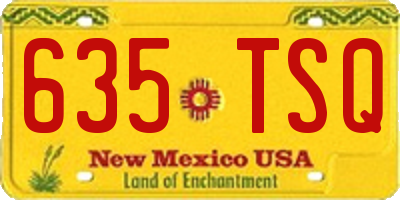 NM license plate 635TSQ