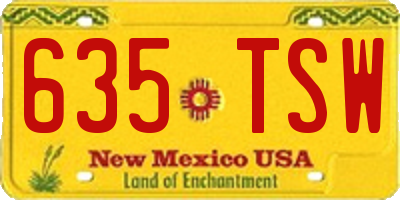 NM license plate 635TSW