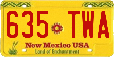 NM license plate 635TWA