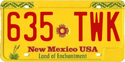 NM license plate 635TWK