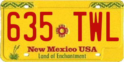NM license plate 635TWL