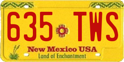 NM license plate 635TWS