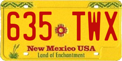 NM license plate 635TWX