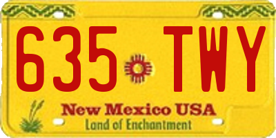 NM license plate 635TWY