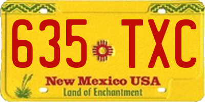 NM license plate 635TXC