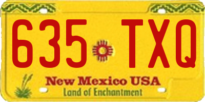 NM license plate 635TXQ