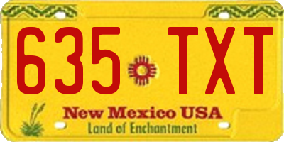 NM license plate 635TXT
