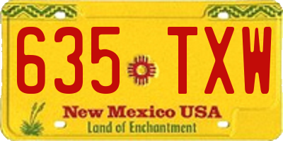 NM license plate 635TXW
