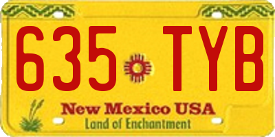 NM license plate 635TYB