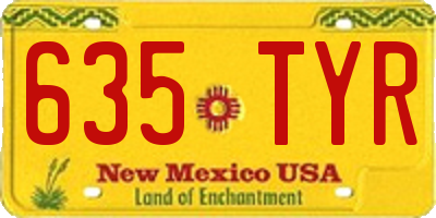 NM license plate 635TYR