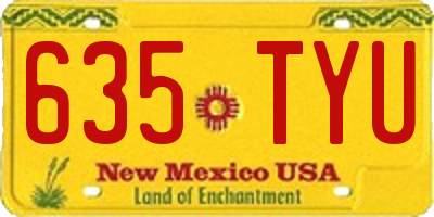 NM license plate 635TYU