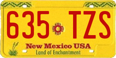 NM license plate 635TZS