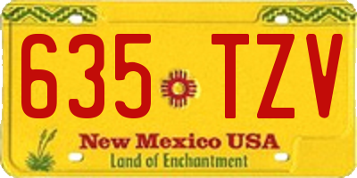 NM license plate 635TZV