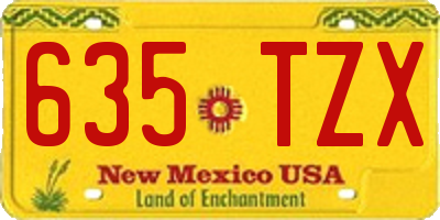 NM license plate 635TZX