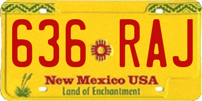 NM license plate 636RAJ