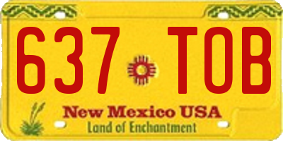 NM license plate 637TOB