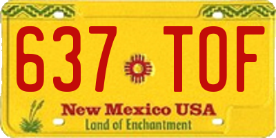 NM license plate 637TOF