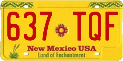 NM license plate 637TQF