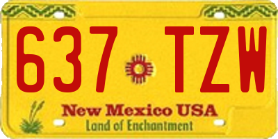NM license plate 637TZW