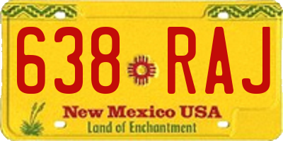 NM license plate 638RAJ