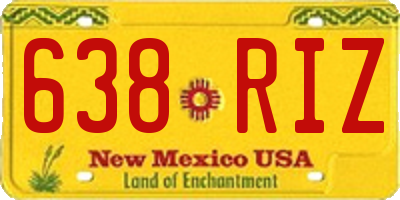 NM license plate 638RIZ