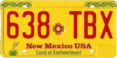 NM license plate 638TBX