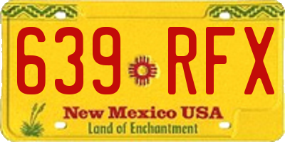 NM license plate 639RFX