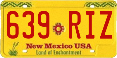 NM license plate 639RIZ