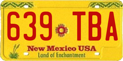 NM license plate 639TBA