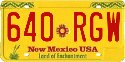 NM license plate 640RGW
