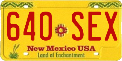NM license plate 640SEX
