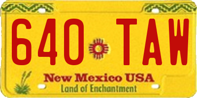 NM license plate 640TAW
