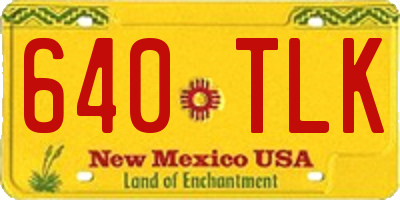 NM license plate 640TLK