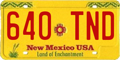 NM license plate 640TND