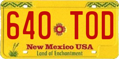 NM license plate 640TOD