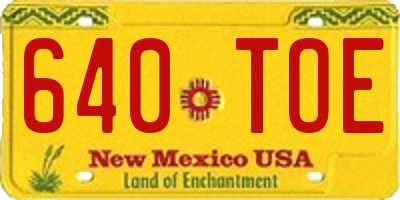 NM license plate 640TOE